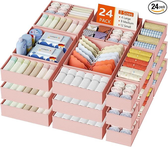 DIMJ Drawer Organizer Clothes, 24 Pack Dresser Organizer, Foldable Closet by DiMJ