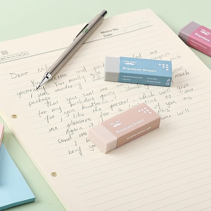 Mr. Pen- Pencil Eraser, 10 Pack | Large Latex Free Vinyl Block Erasers - Image 7