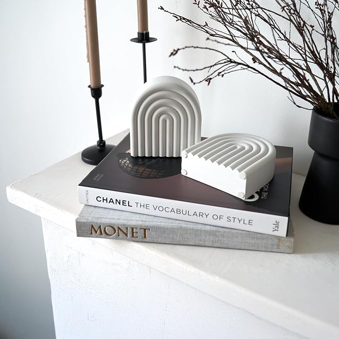 Decorative Concrete Bookends for Heavy Books – Stylish Set of 2, or Library - Image 8