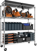 M MZG 4 Tiers Storage Shelves Load 1400LBS, Metal Shelving Wire Metal Shelving by MEIGAOPLASTICANDMETALHKCOLIMITED