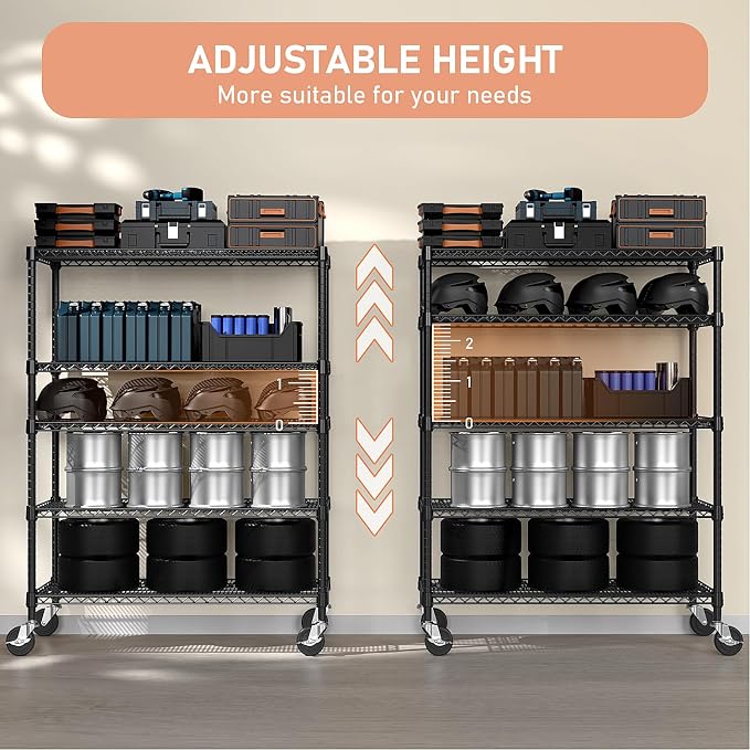 M MZG 53" W Garage Shelving 5 Tier Industrial 2200LBS Metal Shelving Units - Image 6