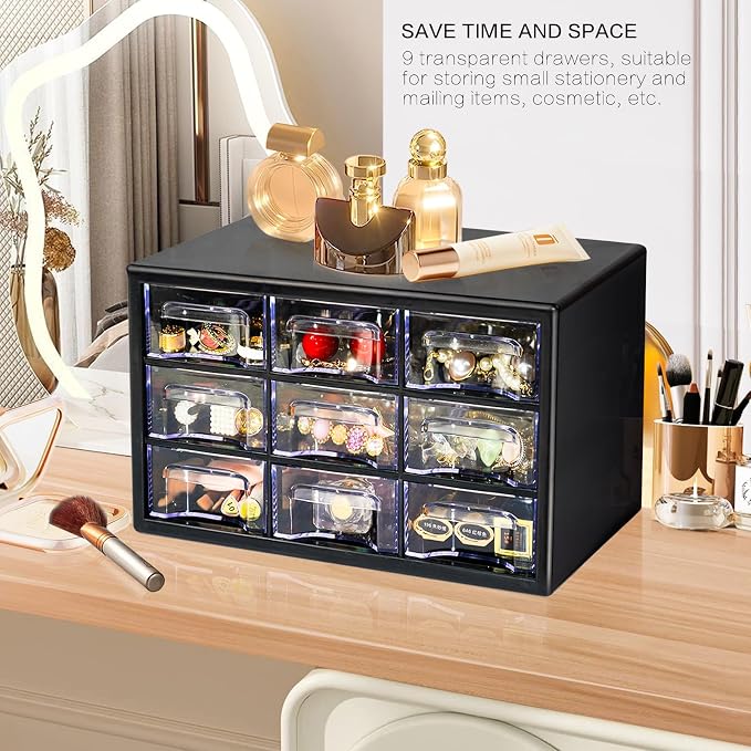 Desk Storage Organizer with 9 Drawers, FODIENS Stackable Desktop Craft Drawer - Image 4