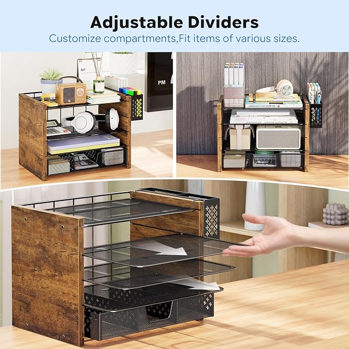 Simple Trending 5-Tier Wood Desk Organizer, Desk Organizers and Accessories - Image 4