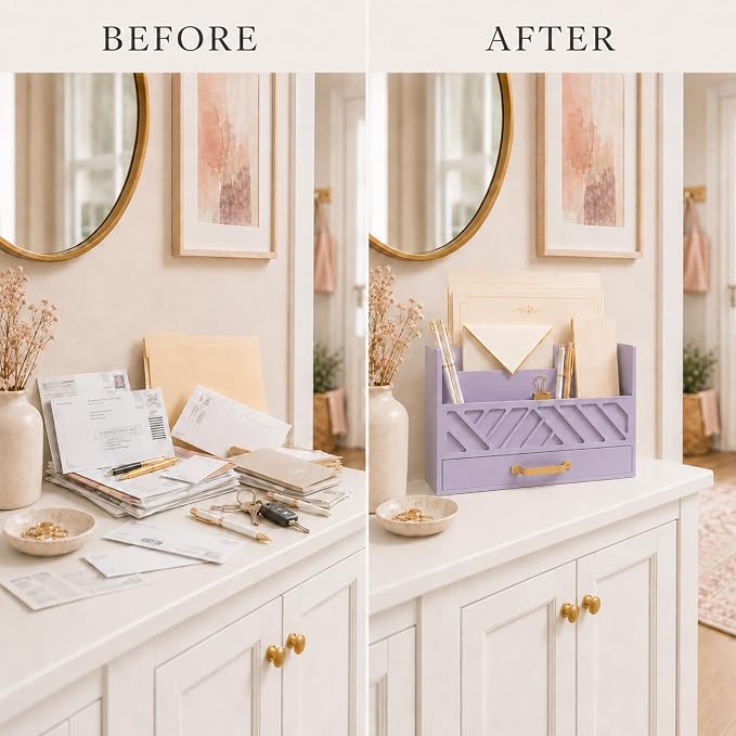 BLU MONACO | Wooden Mail Organizer Countertop - Image 6