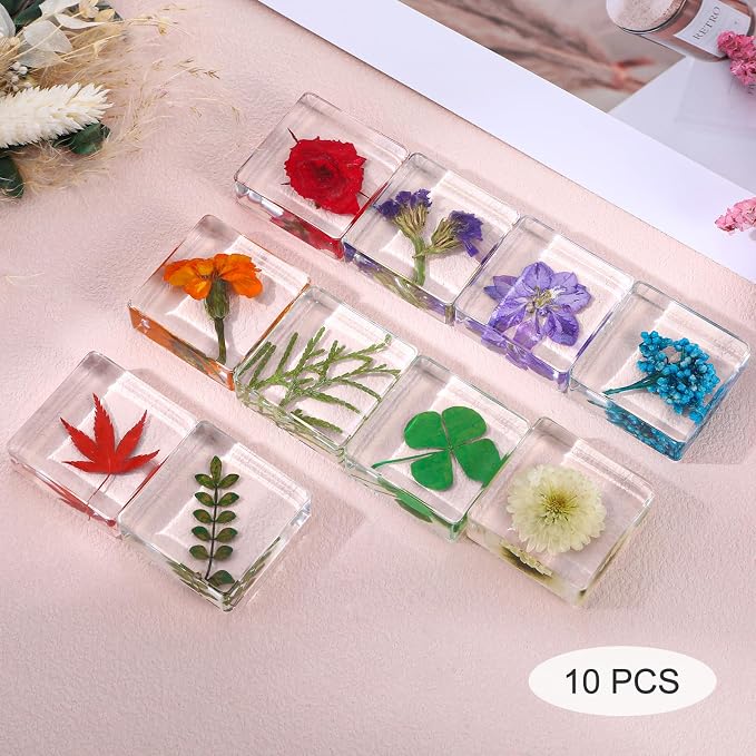 10Pcs Pressed Flower Paper Weights, Real Flower Resin Crafts, Pattern Weights - Image 3