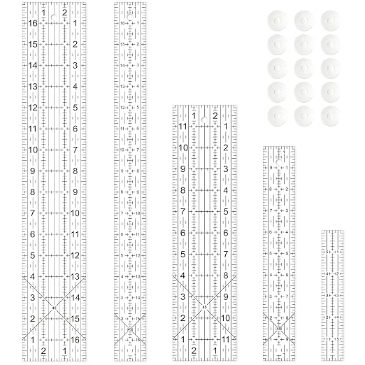 Sewing Ruler, 5 Piece Quilting Rulers, 3 x17 Inch, 1.5 x17 Inch, 3 x12 Inch by VPVPV