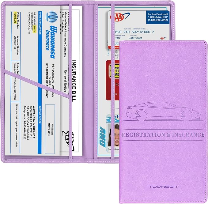 TOURSUIT Car Registration and Insurance Card Holder, Vehicle License Document by TOURSUIT