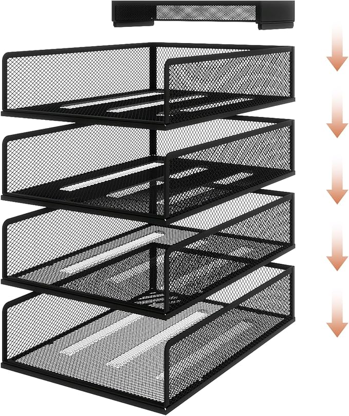 Natwind 4-Tier Stackable Metal Mesh Letter Paper Tray Organizer, Mail Tray - Image 7