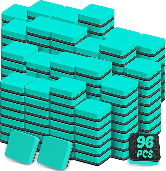 96 Pack Cube Dry Erase Erasers, Mini Magnetic Whiteboard Dry Erasers Chalkboard by Duchong