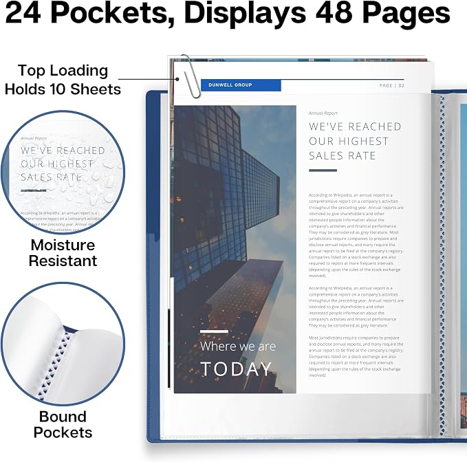 Dunwell Presentation Binder 24-Pocket, Displays 48 Pages, 8.5x11 Portfolio - Image 3