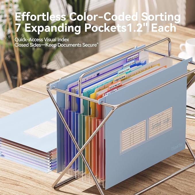 ThinkTex Plastic Expanding Hanging File Folders, 7 Innovative 1.2" Accordion - Image 4