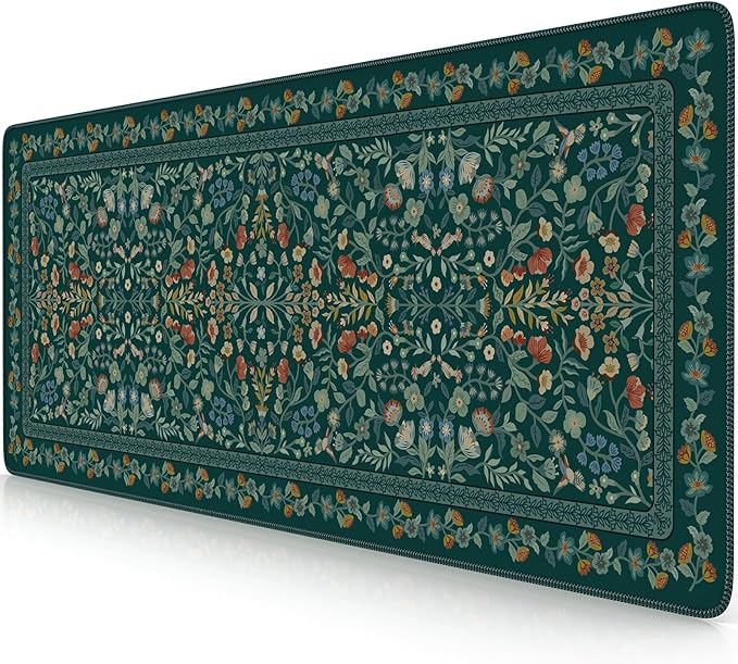 iCasso Aesthetic Floral Desk Mat, L Mouse Pads, Anti-Slip Retro Mousepad by iCasso