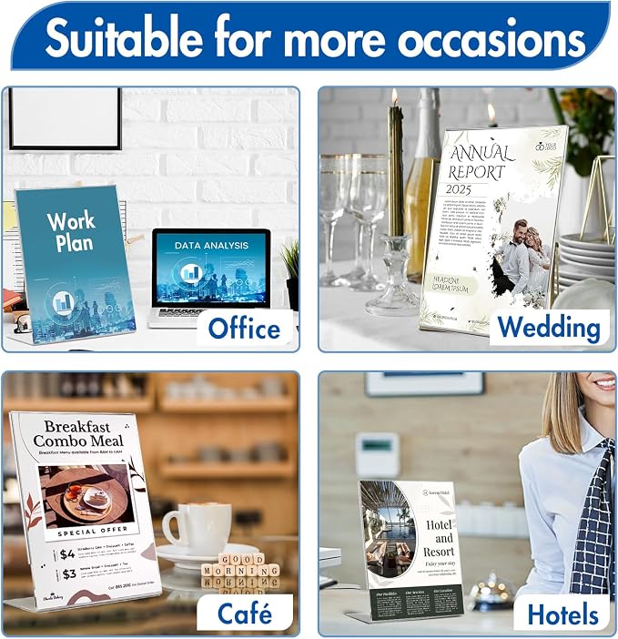 Aheroi Acrylic Sign Holder 8.5 x 11, Plastic Stands Flyer Display, Office - Image 6