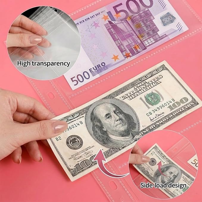Aegero 50 Pack （7.6x3.6inch ） 3 Pockets Currency Sleeves - Image 2