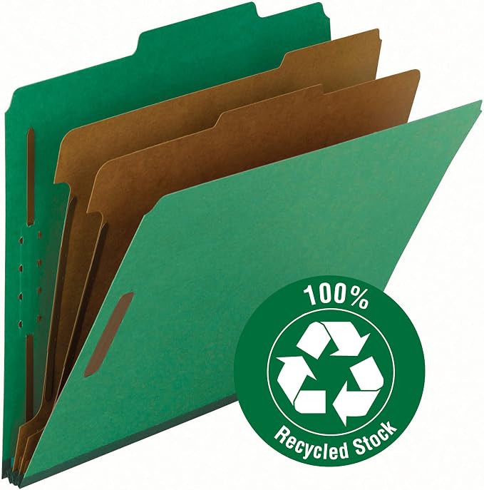 Smead 100% Recycled Pressboard Classification File Folder, 2 Dividers, Letter - Image 3