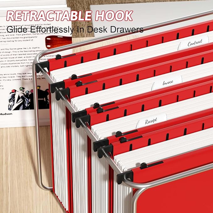 Plastic Hanging File Folder Extra Capacity, 12 Pack Reinforced Hang Folders - Image 6