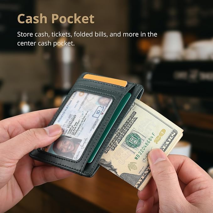 Buffway Slim Minimalist Front Pocket RFID Blocking Leather Wallets - Image 5