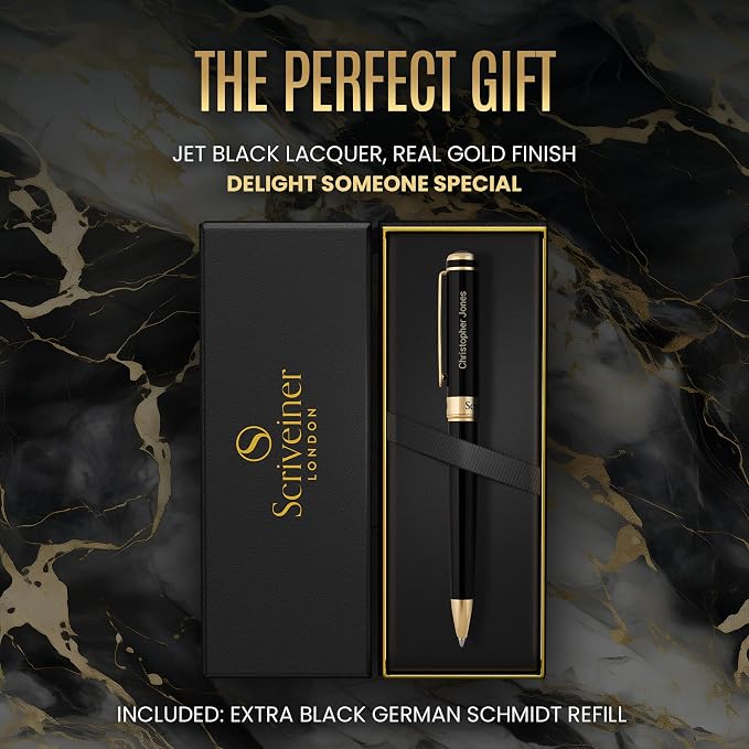 Scriveiner Personalized Black Ballpoint Pen - Image 3