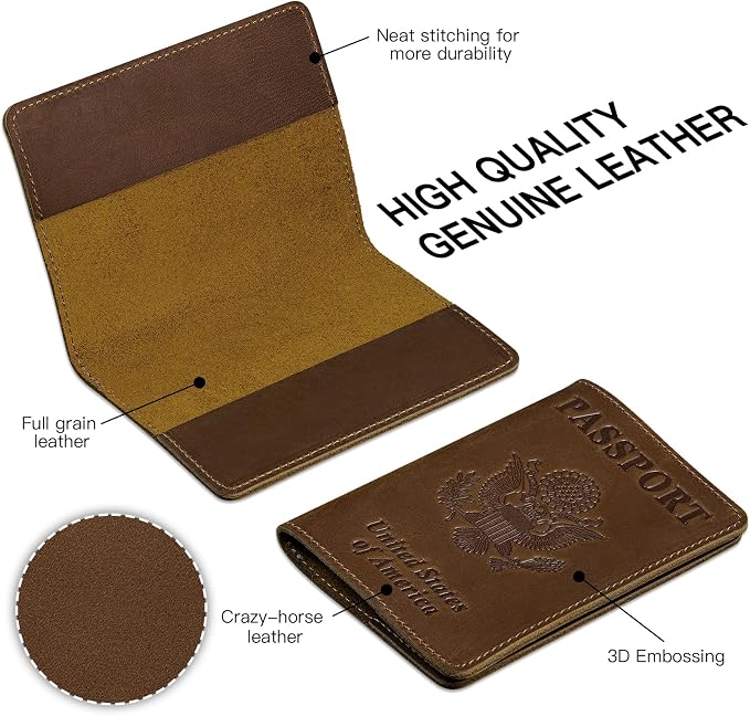 BIAOTIE Premium Leather Passport Holder Covers, Rfid Travel Wallet Passport - Image 2