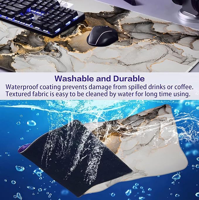 Large Expanded Marble Patterned Mouse Pad, Non Slip Rubber Keyboard Pad | Large - Image 7