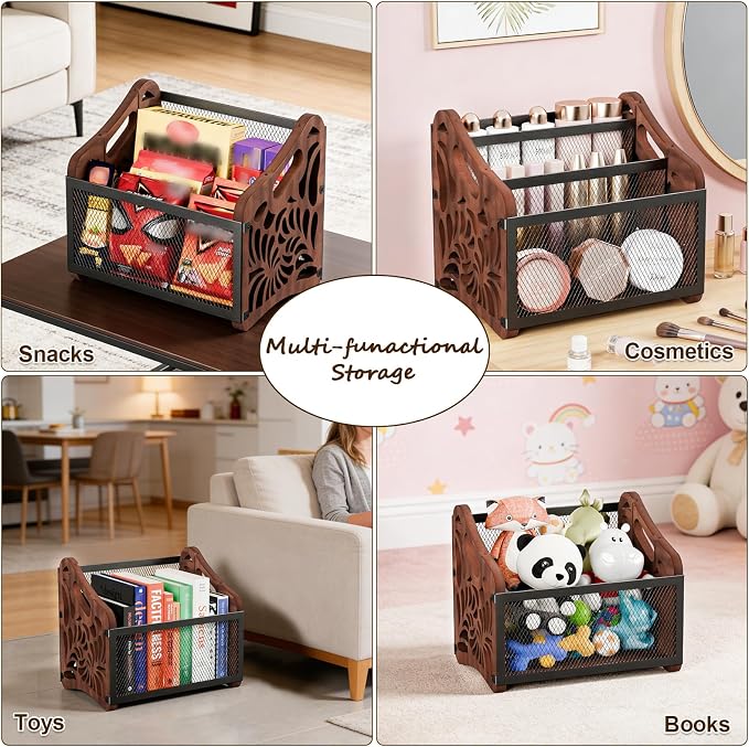 Magazine Holder, 3-Compartment Magazine Rack Floor, Wood Magazines File Holder - Image 4