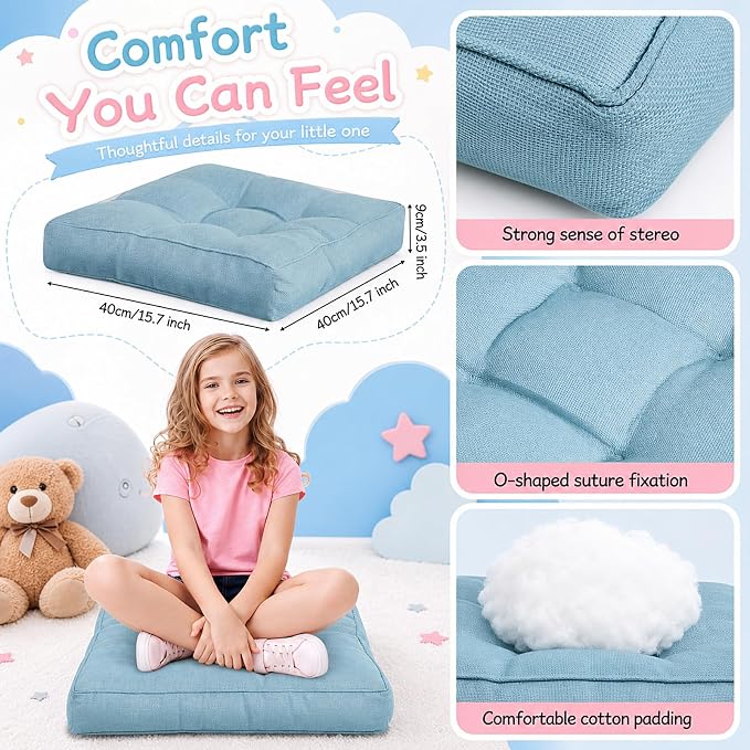 Juexica 8 Pcs Floor Cushions for Kids Floor Pillows Flexible Seating Cushions - Image 2