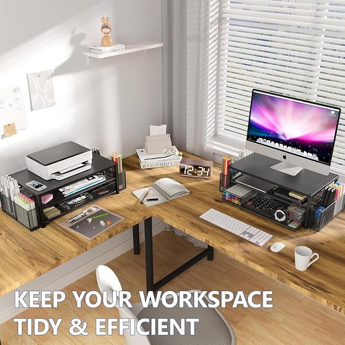 OPNICE Desk Organizer and Accessories, 2-Tier Computer Monitor Stand Riser - Image 5