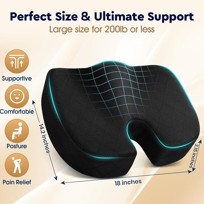 TushGuard Office/ Car Seat Cushion, Non-Slip Sciatica & Back Coccyx Tailbone - Image 2