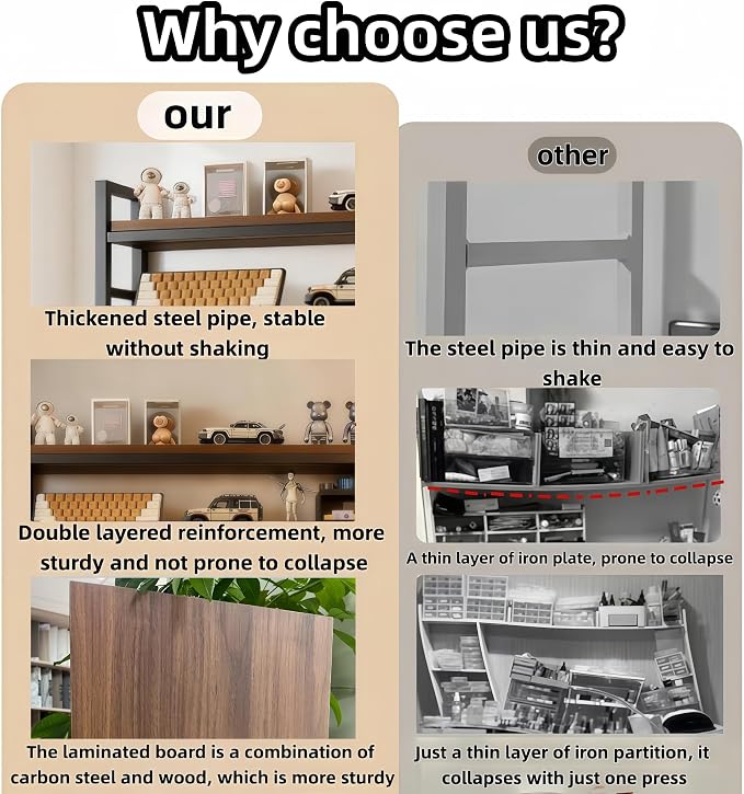 Desktop Hutch Bookshelf, Many Gifts, Metal Desktop Bookcase - Image 5