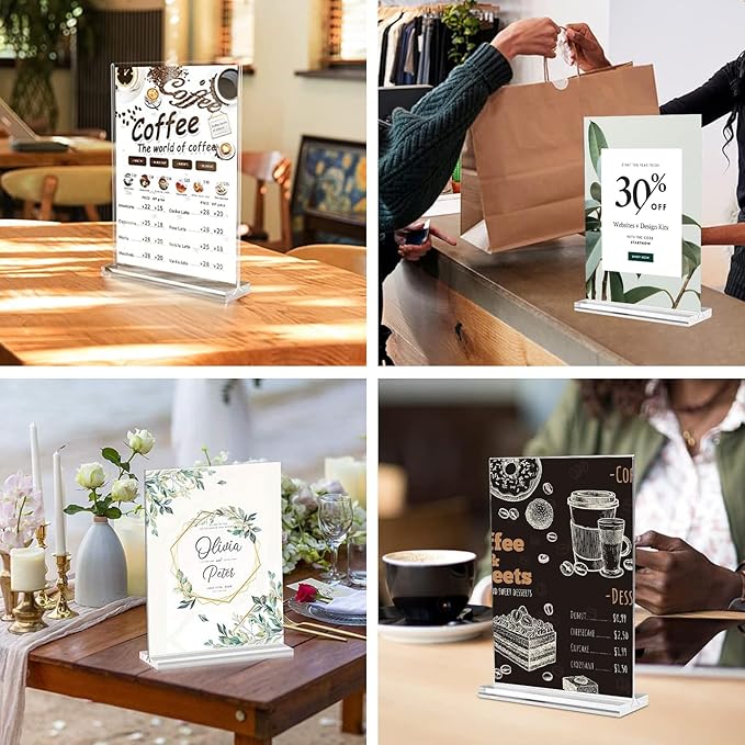 Arrobust 8.5x11 Acrylic Sign Holder 3 Pack Vertical Clear Table Menu Signs - Image 6