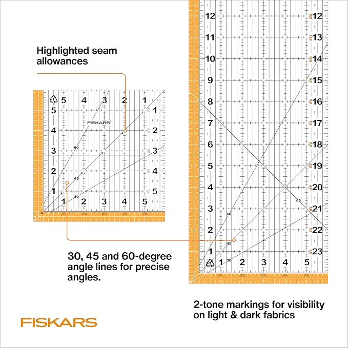 Fiskars 3-Piece Ruler & Connector Set, 6.5"x6.5" and 6.5"x24.5" Rulers - Image 6