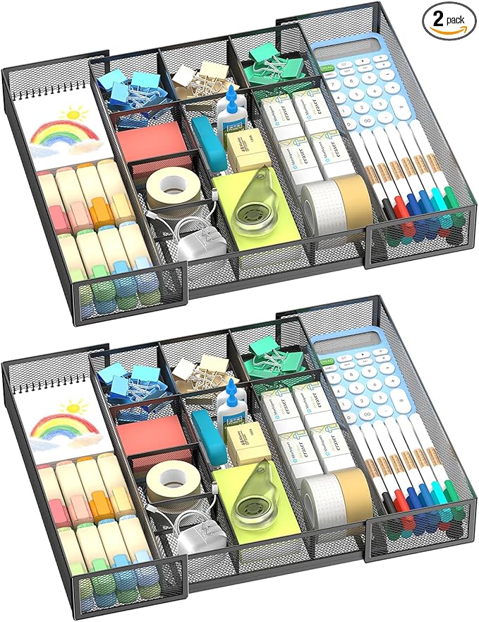 2 Pack Expandable Desk Drawer Organizer Tray by Unknown