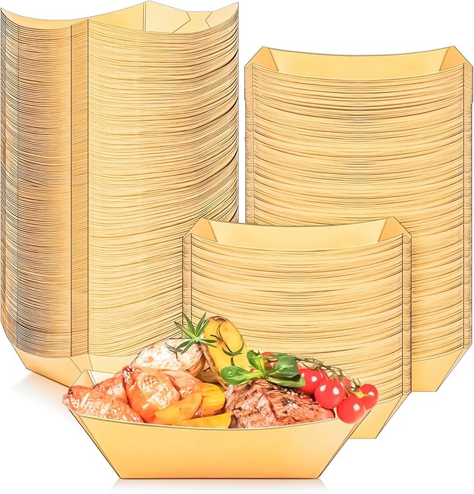 150 Pack 5LB Extra Large Paper Food Boats Trays Disposable Paper Boat Plate by MotBach