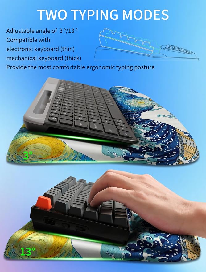 Ergonomic Wave Wrist Rest with Keyboard Stand, Cushioned Palm Rest, Comfortable - Image 2