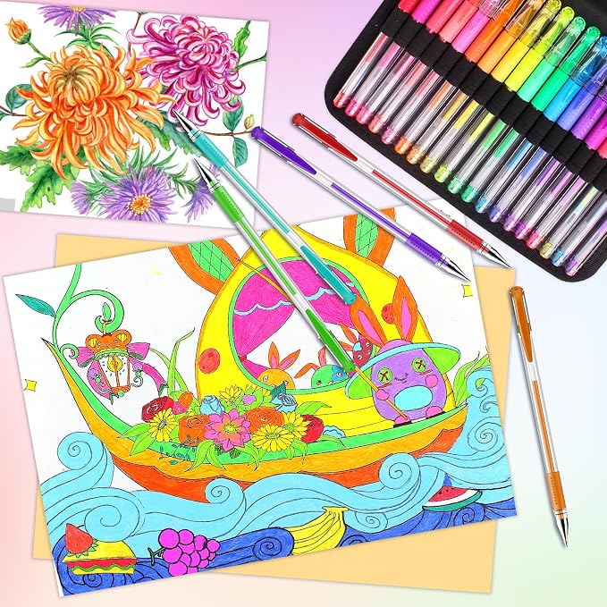 Oficrafted 160 Pack Gel Pens for Adult Coloring Book, 80 Colors Gel Pens Colored - Image 3