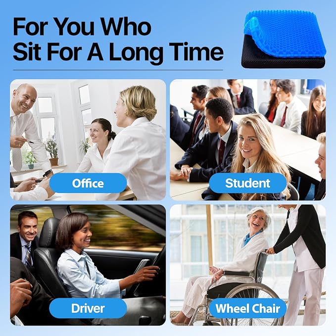 OMCOZY Gel Seat Cushion, Cooling Cushion, Breathable Honeycomb Design Absorbs - Image 5