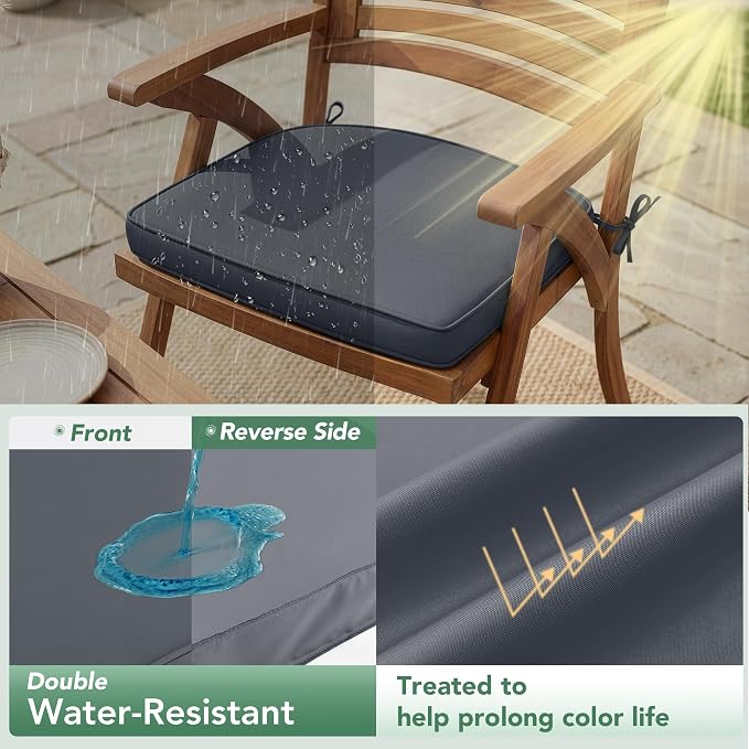 Outdoor Chair Cushions Set of 4: Waterproof & Fade Resistant Patio Furniture - Image 3