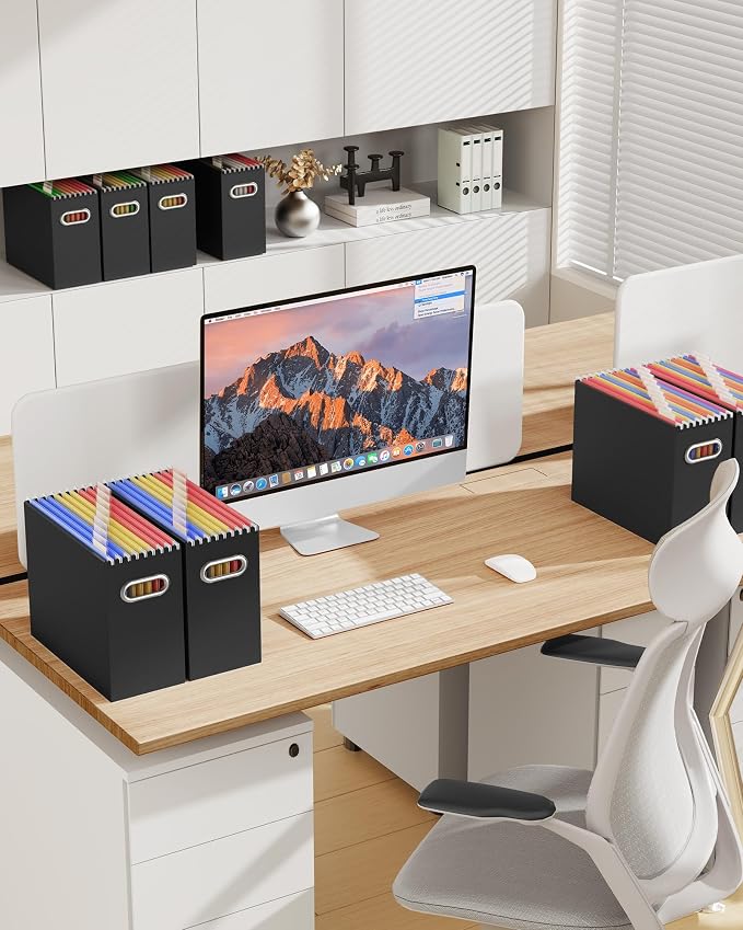 Oterri File Organizer Box, Portable Collapsible Cardboard File Folder Organizer - Image 3