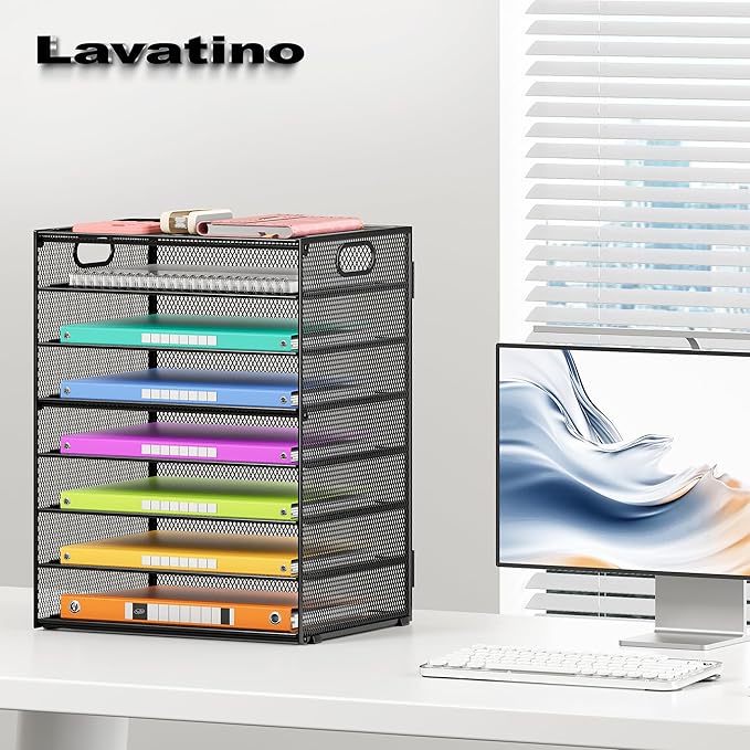 Lavatino 2 Pack 8-Tier Office Desk File Organizer, Letter Tray Paper Organizer - Image 4
