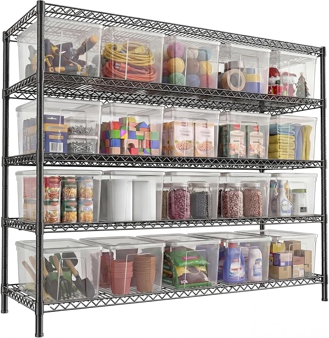 REIBII 3200LBS Storage Shelves 55.5" W Garage Shelving Heavy Duty 5 Tier by REIBII