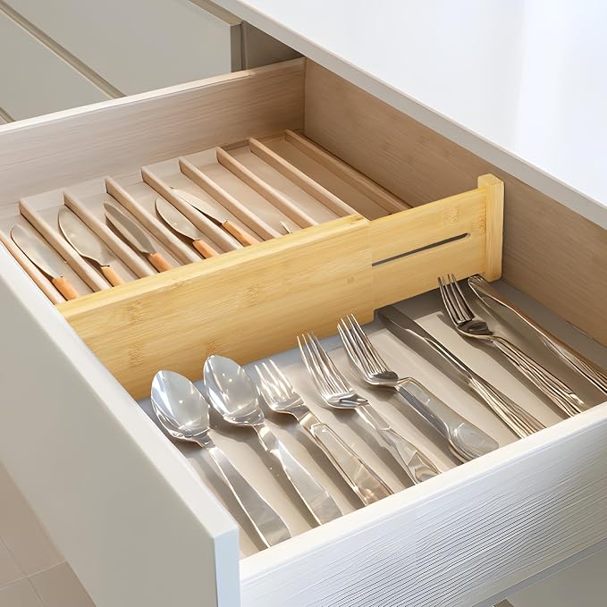 VaeFae 6 Pack Bamboo Drawer Dividers, Expandable Separators - Image 7