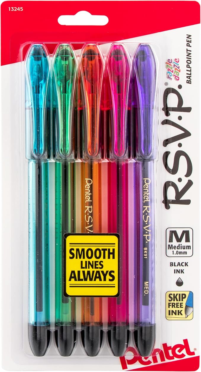 Pentel RSVP Razzle-Dazzle Ballpoint Pen, Medium Line by PentelofAmerica