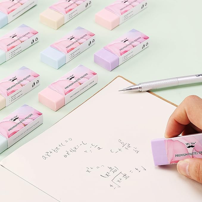 Mr. Pen- Pencil Eraser, 10 Pack, Pastel Colors | Large Latex Free Vinyl Block - Image 8