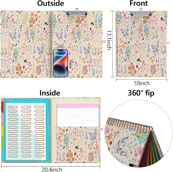 Clipboard Folio with Storage 8.5 X 11 Padfolio Notebook, Clipboards with - Image 2