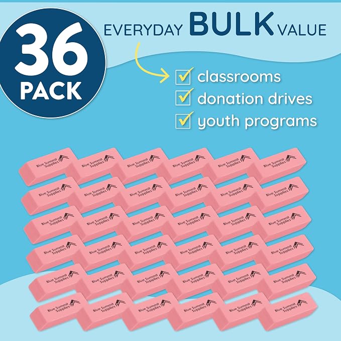 Blue Summit Supplies Pink Erasers, Bulk Erasers - Image 2