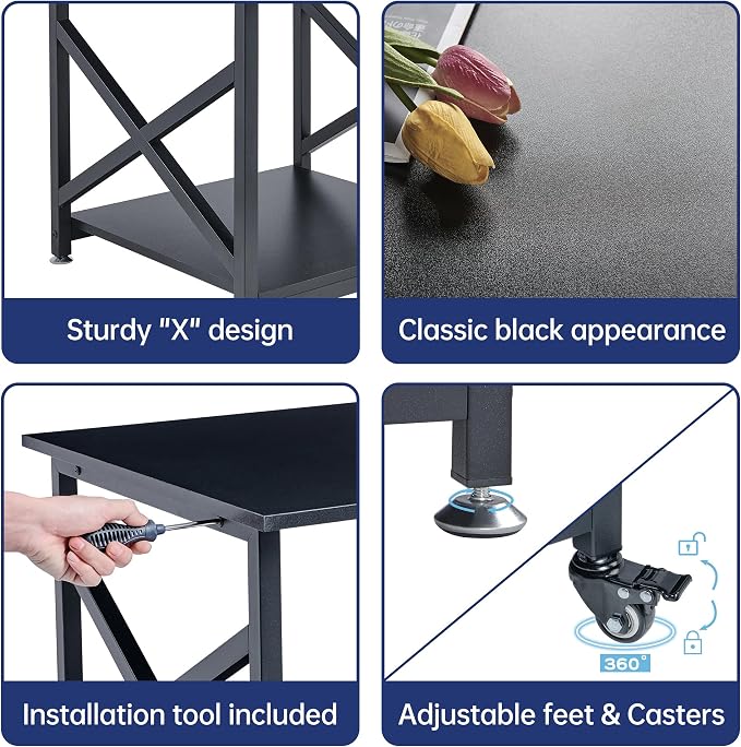 Fannova 2 Tier Large Printer Stand, 23.6 x 23.6 x 22.6 Inches Square Printer - Image 6