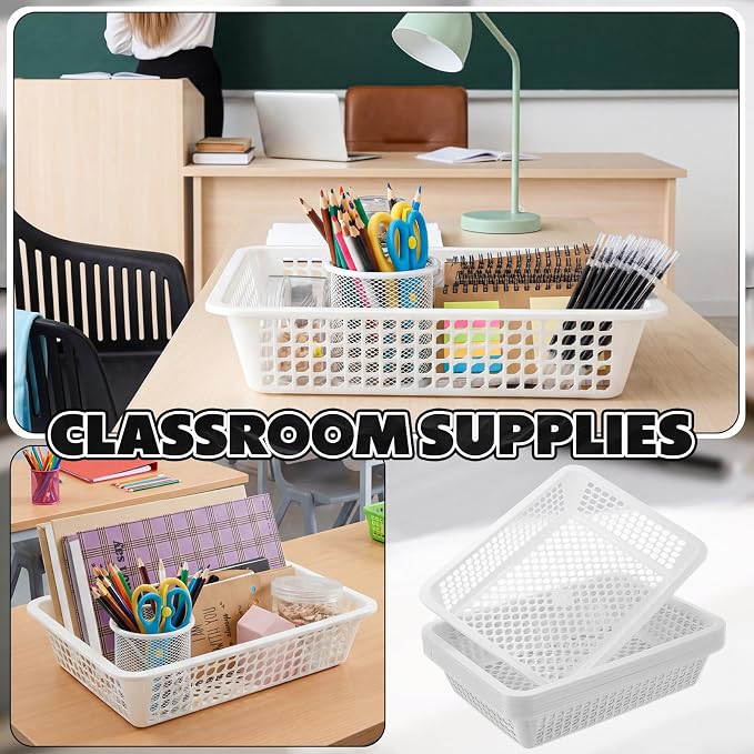 Zhehao 14 x 10 x 3 Inch 16 Pack Paper Organizer Basket Small Plastic Storage - Image 6