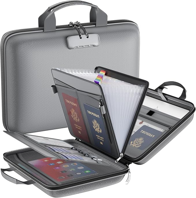 Fireproof File Organizer with Lock, Hard Case Fireproof Document Box with 13 by Tamfile