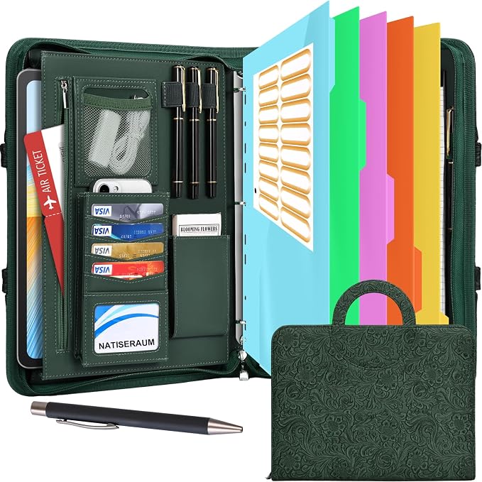 Padfolio Portfolio Binder with Handle, 3-Ring Folder Organizer | Vegan leather by NATISERAUM