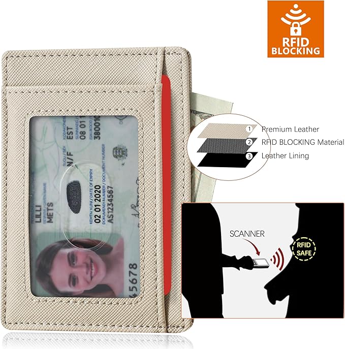 Travelambo Slim Wallet Front Pocket Minimalist Leather RFID Blocking Medium Size - Image 5